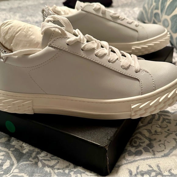 Giuseppe Zanotti Blabber Italian Leather women’s white sneakers with crystals 10 - Picture 7 of 9